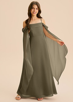 Azazie Moana Junior Linia A Pofałdowany Szyfon Długość podłogi Młodsza druhna Sukienka image6