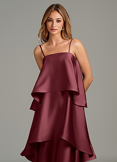 Azazie Azalea Abiti da Damigella Abito A-Line in Raso Elasticizzato Drappeggiato Merlot image2