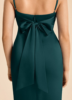 Azazie Fay Junior Pine Mermaid Ruched Stretch Satin Dress image6