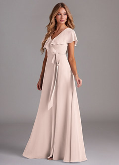 Azazie Lainey Bridesmaid Dresses Rose Petal A-Line with Pockets Chiffon Dress image5