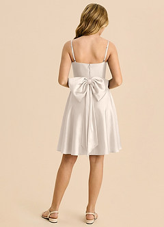 Azazie Bear Junior White Alabaster A-Line Sweetheart Neckline Stretch Satin Dress image2