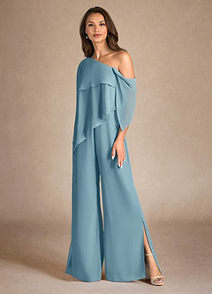 Azazie Halima vestidos de madre de la novia Vestido de Azul Malhumorado de Gasa de Mono/Traje de pantalón con Corte Lateral image6