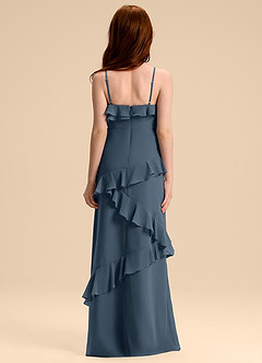 Azazie Evara Junior Abito A-Line in Chiffon Blu Nettuno image2