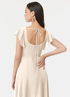 Azazie Bondi Bridesmaid Dresses White Alabaster A-Line Ruffled Chiffon Dress image3