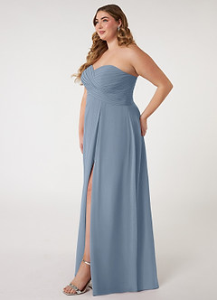 Azazie Arabella Allure Abiti da Damigella Abito Convertibile A-Line in Chiffon Scollo a Cuore Blu Polveroso image16