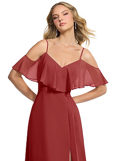 Azazie Jean Bridesmaid Dresses Rust A-Line Chiffon Convertible Dress image6