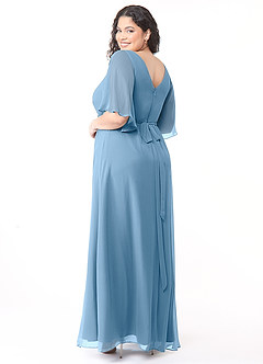 Azazie Cierra Bridesmaid Dresses Steel Blue A-Line V-Neck Chiffon Dress image12