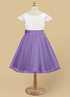 Azazie Vetty Robe Demoiselle D'honneur Fillette Robe Trapèze en Tulle Dentelle Ivoire Tahiti image9