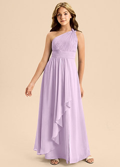 Azazie Skye Junior Frosted Lilac A-Line Pleated Chiffon Dress image4