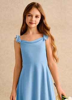 Azazie Puppy Girls Formal Flower Girl Dresses Powder Blue A-Line Pleated Chiffon Dress image6