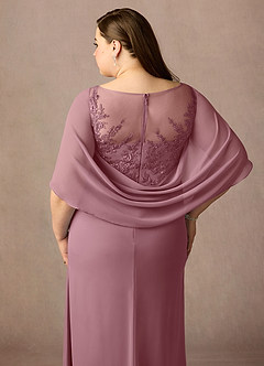 Azazie Hera Mother of the Bride Dresses Vintage Mauve A-Line Lace Capelet Chiffon Dress image12