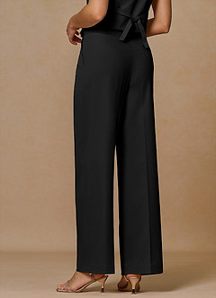 front Margaret Black Cotton Linen Blend Pants