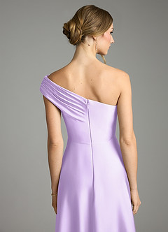 Azazie Melanie Vestidos de damas de honor Vestido de Lila de Satén Elástico de Corte en A con Vestidos sin tirantes image2