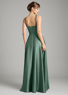 Azazie Shaude Vestidos de damas de honor Vestido de Eucalipto de Satén Elástico de Corte en A con Plisado image2