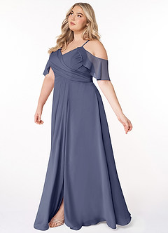 Azazie Dakota Bridesmaid Dresses Stormy A-Line V-Neck Pleated Chiffon Dress image8