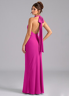 Azazie Velli Abiti da Damigella Abito Sirena in Chiffon Fiocco Fucsia image7