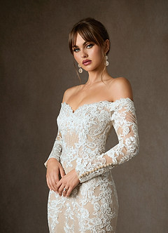 Azazie Empiria Wedding Dresses Diamond White Champagne Mermaid Sequins Tulle Dress image5