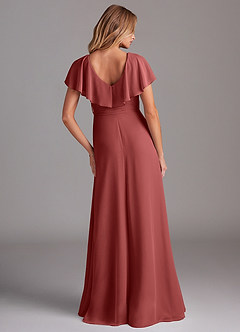 Azazie Lainey Bridesmaid Dresses Terracotta A-Line with Pockets Chiffon Dress image7
