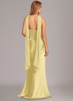 Azazie Pelagia Vestidos de madrinha de casamento Vestido Sorvete De Limão de Cetim elástico de sereia com Espartilho image4