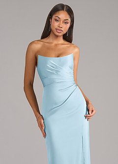 Azazie Marla Bridesmaid Dresses Sky Blue Sheath Strapless Stretch Satin Convertible Dress image2