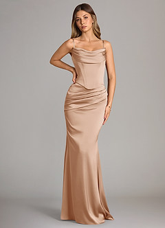 Azazie Sorrel Bridesmaid Dresses English Rose Mermaid Strapless Stretch Satin Convertible Dress image6