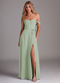 Azazie Aaron Final Sale Dusty Sage A-Line Off the Shoulder Chiffon Convertible Dress image1
