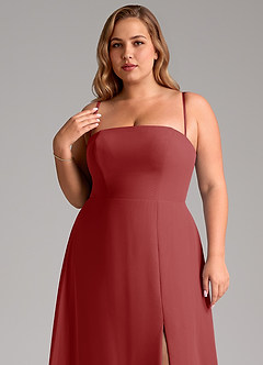 Azazie Wren Bridesmaid Dresses Rust A-Line Side Slit Chiffon Convertible Dress image11