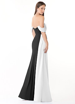 Azazie Amyra 신부 들러리 드레스 인어 오프 더 숄더 스트레치 새틴 바닥 길이 드레스 image5