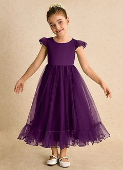 Azazie Phebs Robe Demoiselle D'honneur Fillette Robe Trapèze en Tulle Grain De Raisin image4