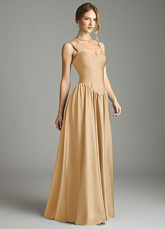 Azazie Evadina Suknie dla druhen Linia A Gorset Satyna elastyczna Do ziemi Sukienka image4