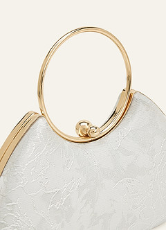 front Jacquard Floral Ring Handle Handbag