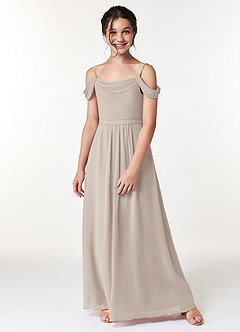 Azazie Alivia A-Line Off the Shoulder Chiffon Floor-Length Junior Bridesmaid Dress image5