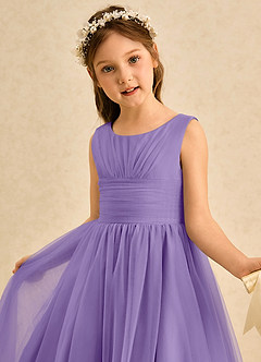 Azazie Macaron Robe Demoiselle D'honneur Fillette Robe Trapèze en Tulle Plissée Tahiti image5