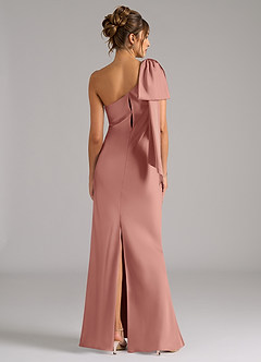 Azazie Capri Brautjungfernkleider Meerjungfrau-Linie One-Shoulder Stretch-Satin Kleid Rosettenrosa image2