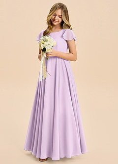 Azazie Cady Junior Linia A Pofałdowany Szyfon Długość podłogi Młodsza druhna Sukienka image4