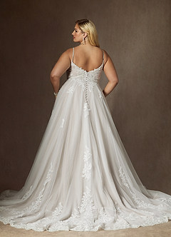Azazie Avarie Vestidos de novia Vestido de Diamante Blanco de Tul de Corte en A con Lentejuela image7