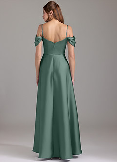 Azazie Marley Bridesmaid Dresses Eucalyptus A-Line Off the Shoulder Stretch Satin Convertible Dress image5