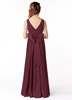 Azazie Hathaway Junior Cabernet A-Line Bow Matte Satin Dress image2