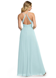 Azazie Davis Bridesmaid Dresses Sea Glass A-Line V-Neck Chiffon Dress image5