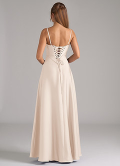 Azazie Valentine Abiti da Damigella Abito A-Line in Raso Elasticizzato Corsetto Alabastro Bianco image5