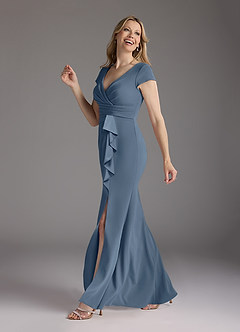 Azazie Tana Mother of the Bride Dresses Twilight Mermaid V-Neck Pleated Stretch Crepe Dress image4