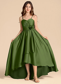 Azazie Catalina Junior Juniper A-Line Sweetheart Neckline Stretch Satin Dress image4