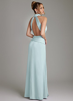 Azazie Gracelynn Bridesmaid Dresses Mist Sheath Pleated Stretch Satin Dress image9