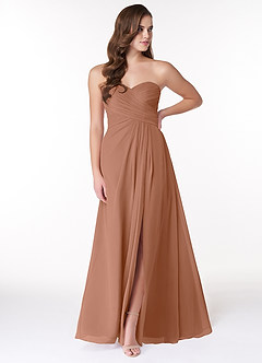 Azazie Arabella Allure Vestidos de damas de honor Vestido de Bronceador de Gasa de Corte en A Convertible con Escote de Corazón image1