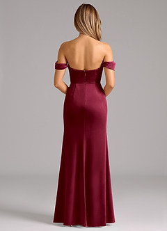 Azazie Saige Bridesmaid Dresses Burgundy Sheath Off the Shoulder Velvet Convertible Dress image7
