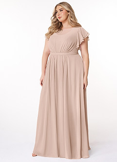 Azazie Daphne Modest Bridesmaid Dresses A-Line Ruffled Chiffon Floor-Length Dress image8