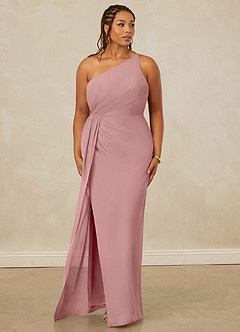 Christian Siriano Bridal for Azazie 1003 Bridesmaid Dresses Dusty Rose Sheath One Shoulder Chiffon Dress image10