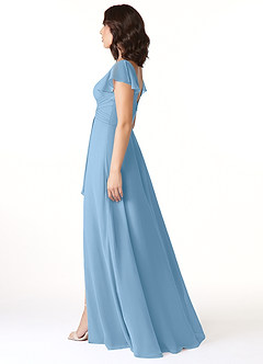Azazie Omari Bridesmaid Dresses Steel Blue A-Line Chiffon Dress image3