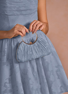 front Matching Color Floral Burnout Pleated Handbag