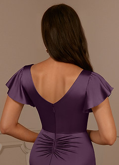Azazie Roya Kleider für die Brautmutter Meerjungfrau-Linie Plissee mit V-Ausschnitt Stretch-Satin Kleid Pflaume image6